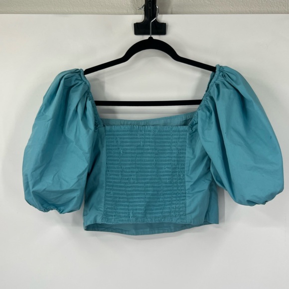 Abercrombie & Fitch Blue Puff Sleeve Crop Top - Picture 5 of 6